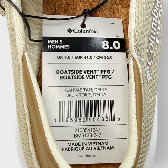 Columbia Men’s Boatside Vent PFG Boat Slip-On Shoes Canvas Tan Delta Size 8 - Picture 13 of 15